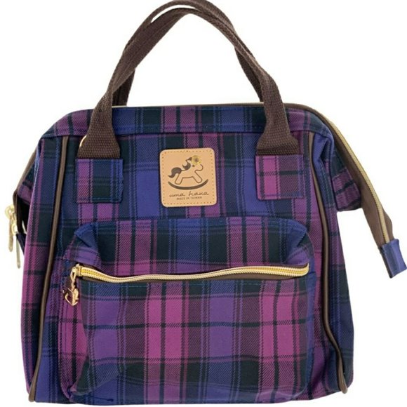 Uma Hana Handbags - Waterproof Plaid Handbag Backpack Crossbody Bag